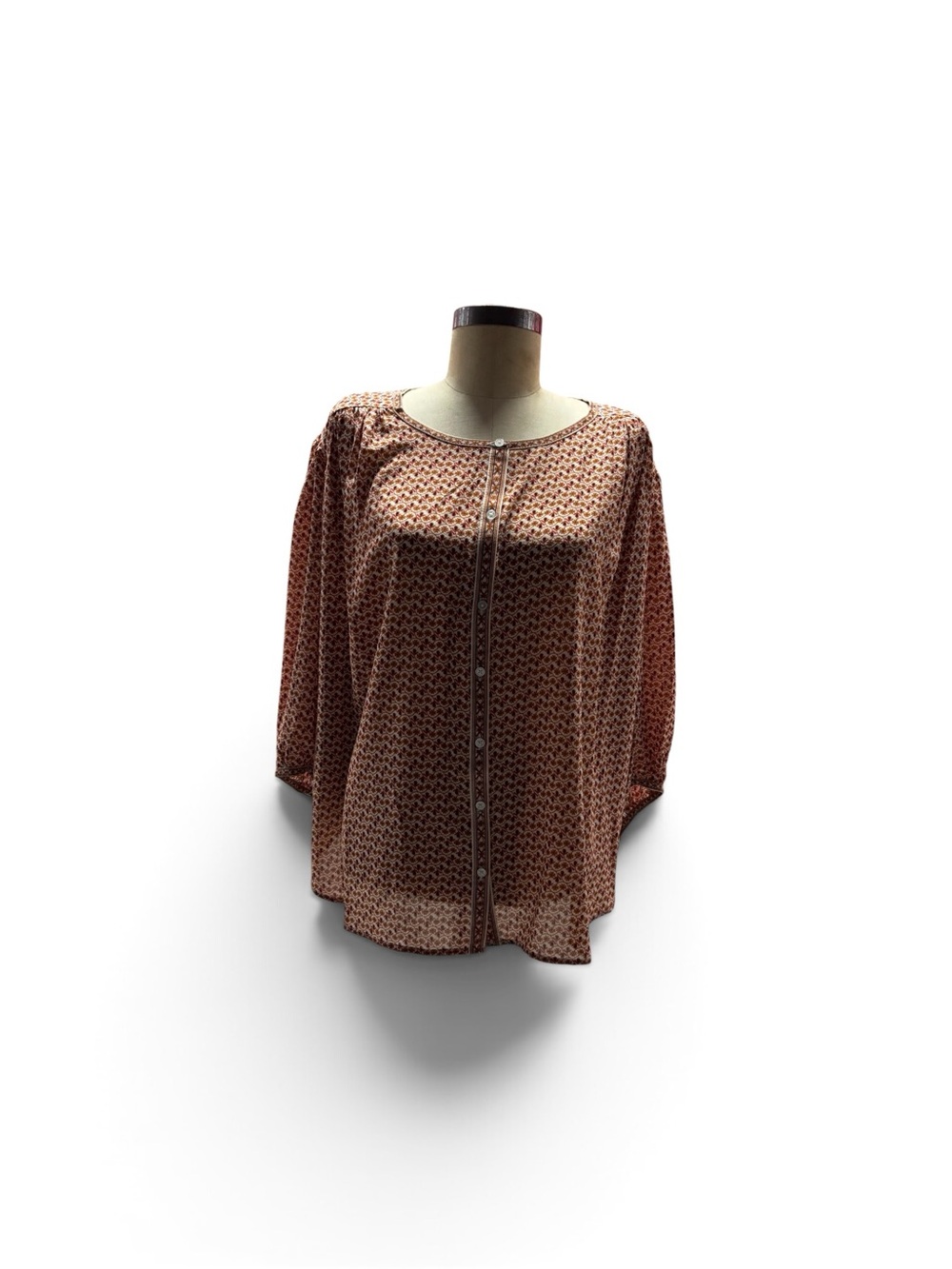Max Studio Printed Button-Front Blouse